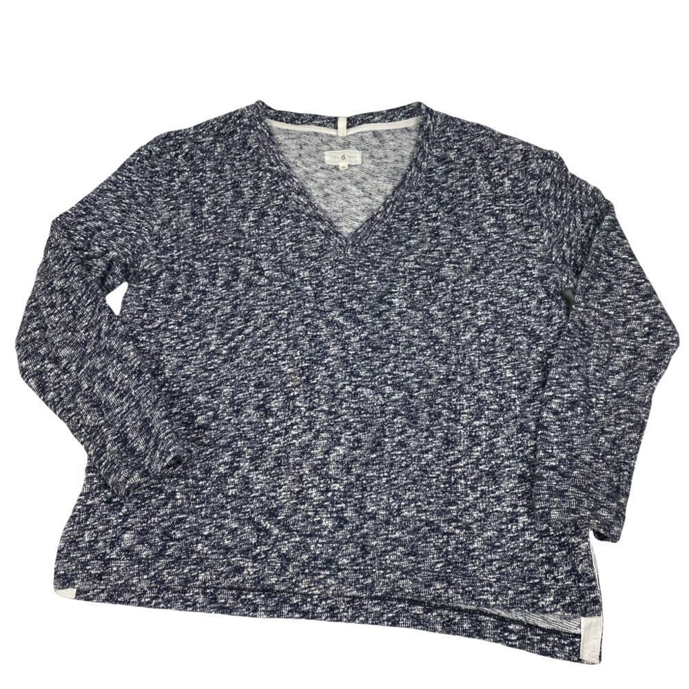 ￼￼Lou & Grey Blue Pullover V-Neck Marled Top size medium
